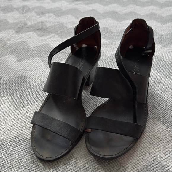 Madewell Leather Ankle Strap Sandals block heel - Picture 1 of 4